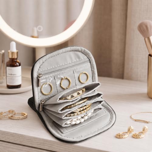 TOPEAST Quilted Travel Jewelry Case for Women, Puffer Jewelry