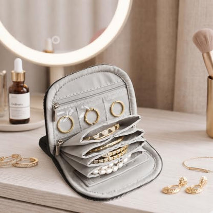 TOPEAST Quilted Travel Jewelry Case for Women, Puffer Jewelry