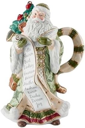 Fitz and Floyd Holiday Home Green Santa Pitcher, 48 Ounce