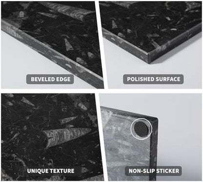 Natural Moroccan Fossil Stone Tray - Black Marble Decorative Serving