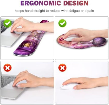 Gaming Mouse Pad Large Desk Mat, Cute Purple Marble Rose Desk Pad
