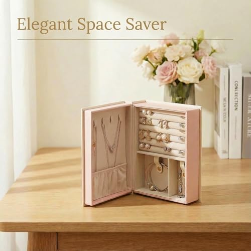 Jewelry Organizer Book Box, Travel jewelry Storage Gift Case for Women