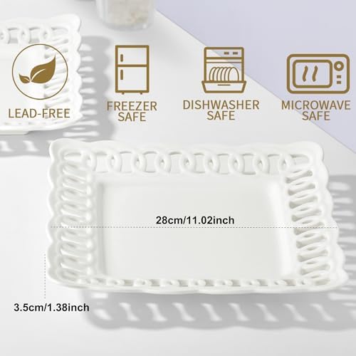 Ceramic Square Dinner Plates, 11 inch Square Serving Plate Set of 4