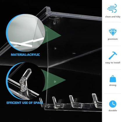 Tofficu Acrylic Wall Shelf with Hooks Narrow Floating Display Rack