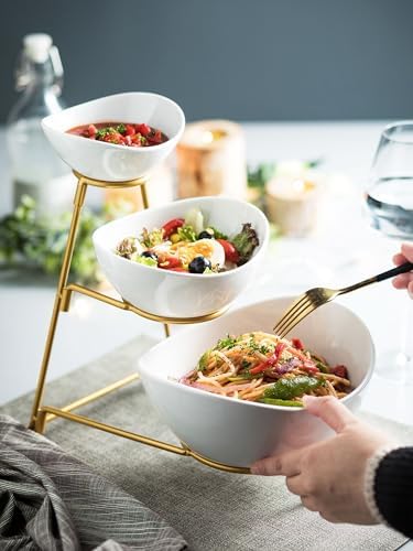 Miamolo 3 Tier Serving Bowls with Stand for Entertaining Party