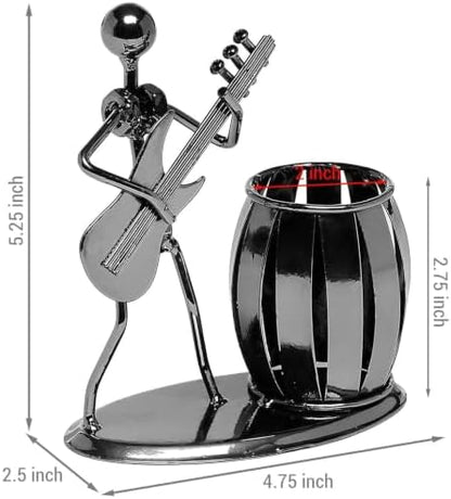 MyGift Guitar Pen Holder Desk Office Decor Gift For Men