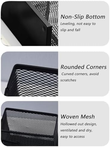 Desk Organizer Desktop Mesh Pen Pencil Holder Caddy with 4