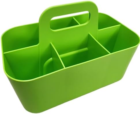 Small Stackable Plastic Caddy with Handle 6 Compartment | Desk