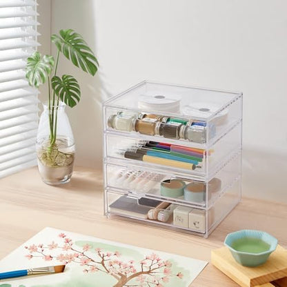 STORi Stackable Desk Drawer Organizer, Clear Pen Pencil Makeup Brush