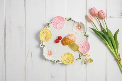 Mud Pie Stoneware Floral Round Platter and Serving Set