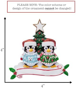 Personalized Ugly Christmas Sweater Couple Ornament 2026 | Penguin