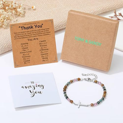 TONY & SANDY Christian Cross Bracelet for Women, Birthday Christmas