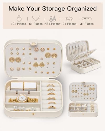 VLANDO Travel Jewelry Case, Portable Jewelry Earring Box Organizer