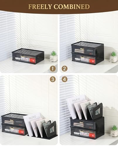 LALOBLUE Acrylic Desk Organizer with Drawer and Vertical File Holder