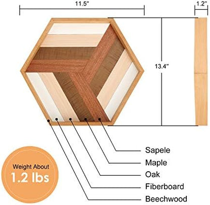 Prometis Hexagon Serving Decorative Tray Sturdy Wooden Handmade,Great