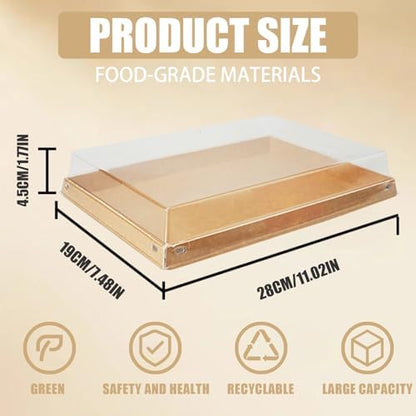 5 Pack 11" x 7.48" Serving Trays Sets Catering Trays with Lids, Paper