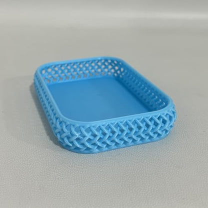 Multifunctional Decorative Storage Tray, Rattan Textured Organizer