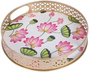 Two Moustaches Lotus Flowers Design Serving Trays Set