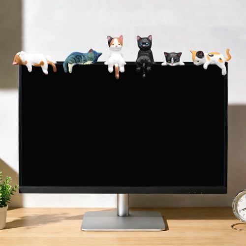 6 Pcs Cat Car Decor Dashboard Accessories, Mini Cat Figurines Cute Car