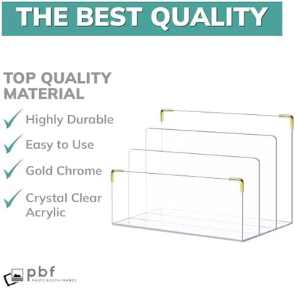 pbf Acrylic File Holder | Clear File Organizer for Desk w/ Gold