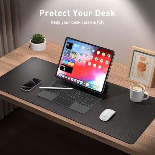 Aothia Leather Office Desk Pad Protector, Non-Slip PU Leather Desk