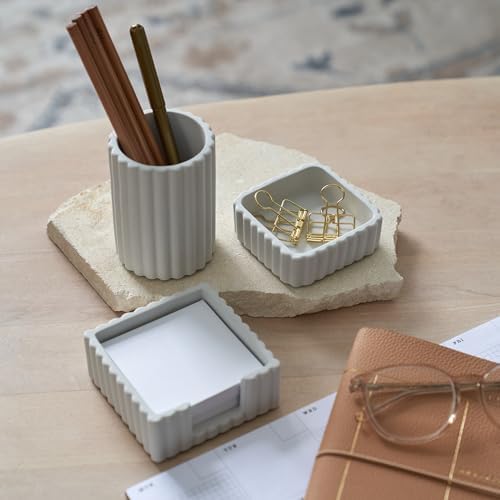Modern Aesthetic Desk Accessories Set of 3 - Stylish Concrete