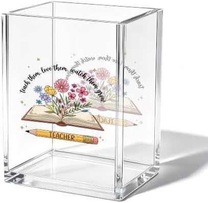 Book Floral Acrylic Cosmetic Pen Holder, Teacher Appreciation