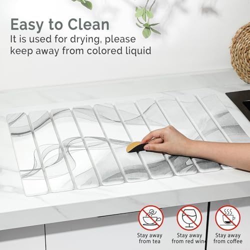 Large Stone Dish Drying Mat for Kitchen Counter, 2 PCS Quick Dry Stone