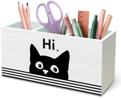 DILSJ Funny Black Cat Pen Pencil Holder Organizer for Desk, Black Cat