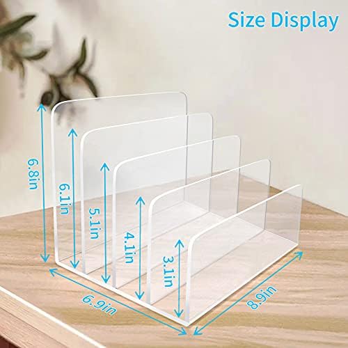 Clear Acrylic File Organizer, 4 Sections Acrylic File Holder Sorter