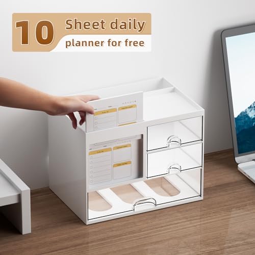 Marbrasse Desk Organizer with 3 Drawer, Multi-Functional Pencil Pen