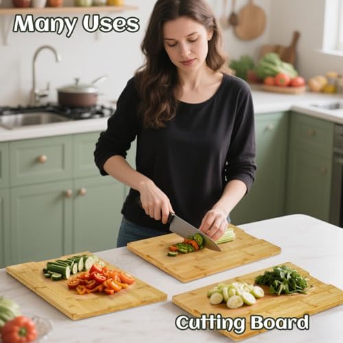 Charcuterie Boards Gift Set | Bamboo Cheese Board with Tongs and