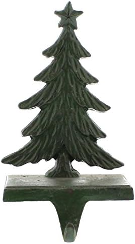 MY SWANKY HOME Christmas Tree Cast Iron Stocking Holder | Mantel Xmas