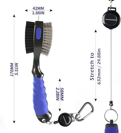 THIODOON 2 Pack Golf Club Brushes and Groove Cleaner 2 ft Retractable