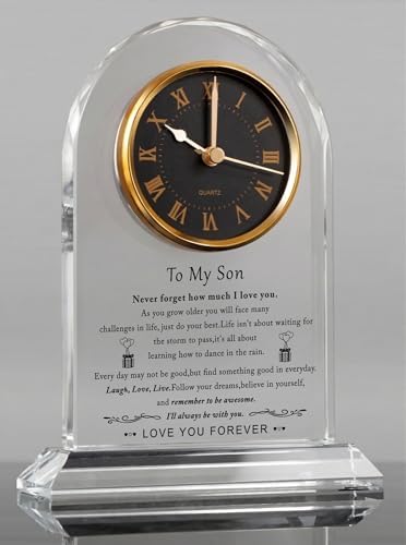 Gifts for Son from Mom Dad, Birthday Graduation Christmas Glass Clock
