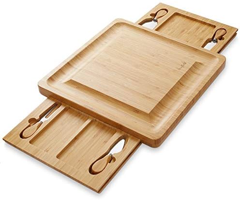 Casafield Bamboo Cheese Board Gift Set, Charcuterie Board Serving