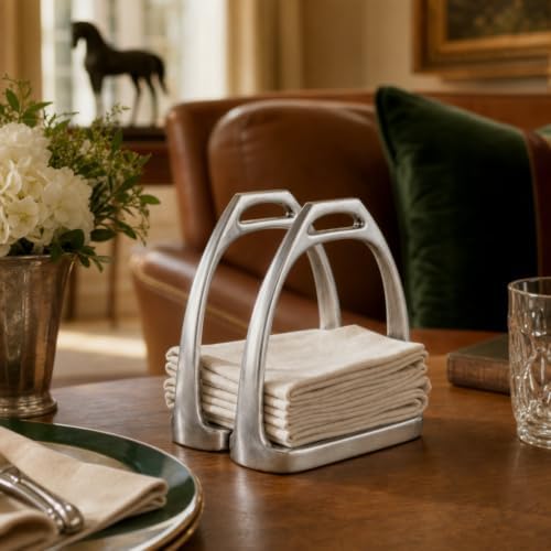 Arthur Court Equestrian Stirrup Napkin Holder - Durable Aluminum