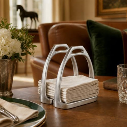 Arthur Court Equestrian Stirrup Napkin Holder - Durable Aluminum