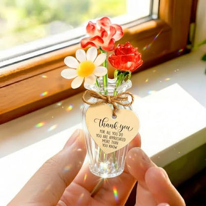 Gossby Thank You Gifts for Women - Mini Glass Flower Bouquet