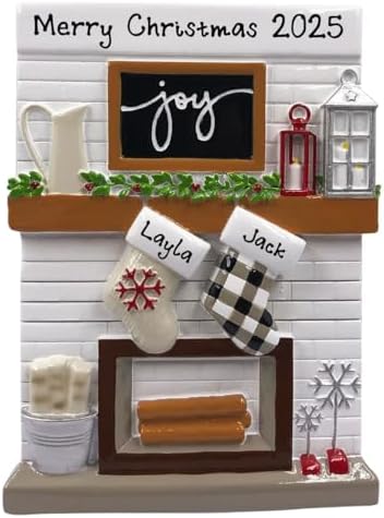 Fireplace Mantle Family Personalized Christmas Ornament 2025