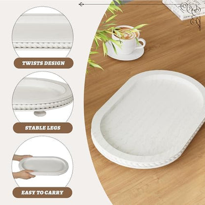Urban Deco Oval Wooden Tiered Tray, 1Pack