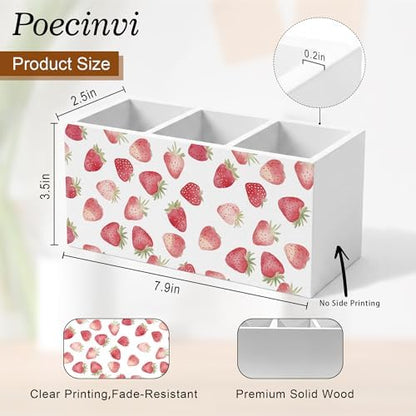 Watercolor Strawberry Pen Holder for Home Office Desk, Strawberry