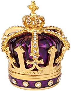 QIFU Hand Painted Purple Royal Crown Style Decorative Enameled Trinket