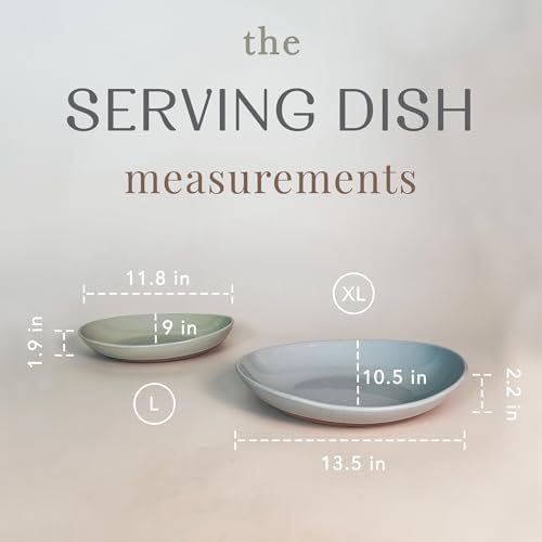 Mora Ceramic Large Serving Bowls- Set of 2 Oval Platters for