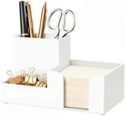 HBlife Acrylic Pen Holder for Desk, 3-Compartment Small Desk