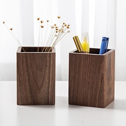 Wooden Pencil Holder, Stationery Organizer, Square Pen Cup Holder