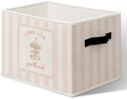 Trendy Pink Nursery Decor Storage Box Organizer Bins for Girls