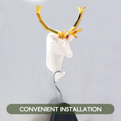 White ABS Antler Coat Hook Wall Hanger for Towels Scarves Bathroom