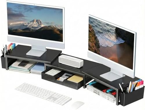 OPNICE Desk Organizers and Accessories, Dual Monitor Stand Riser with