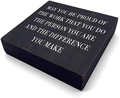 Inspirational Desk Decor Wooden Box Sign Thank You Employee Gift